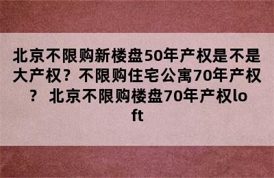 北京不限购新楼盘50年产权是不是大产权？不限购住宅公寓70年产权？ 北京不限购楼盘70年产权loft